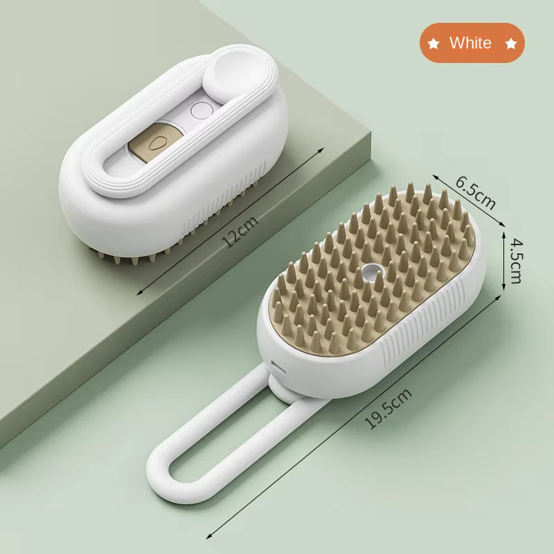 "Electric Pet Grooming Brush – 3-in-1 Steamy Dog & Cat Brush for Tangle Removal & Massage"