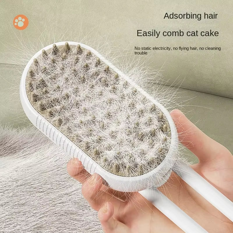 "Electric Pet Grooming Brush – 3-in-1 Steamy Dog & Cat Brush for Tangle Removal & Massage"